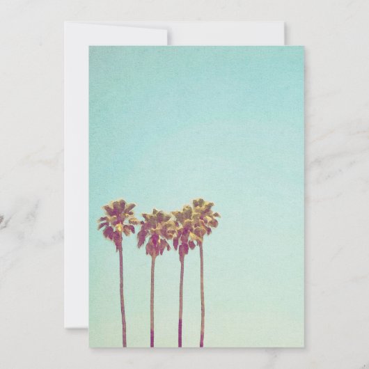 Invitation Palmiers tropicaux Retro Mariage sur la plage côti (Dos)