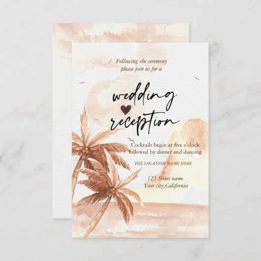 Invitation Palmiers Tropicaux Rustiques Réception de mariage (Devant / Derrière)