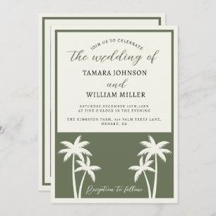 Invitation Palmiers tropicaux Sage Green Mariage Photo