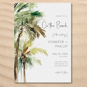 Invitation Palmiers tropicaux sur la plage Mariage moderne