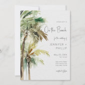 Invitation Palmiers tropicaux sur la plage Mariage moderne (Devant)