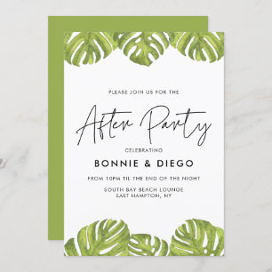 Invitation Palmiers verts tropicaux mariage après la fête