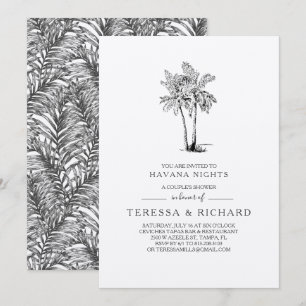 Invitation Palmiers Vintage Réception de Couple Havana Nigh