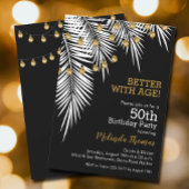Invitation Palms 50e fête d'anniversaire Noir et Or