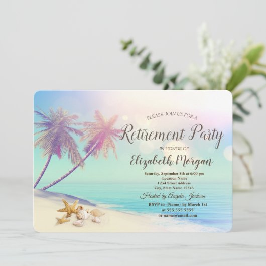 Invitation Palms Beach Seashells (Debout devant)