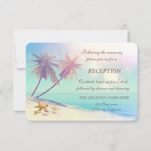 Invitation Palms Beach Seashing Réception I (Devant)