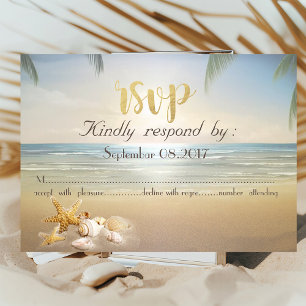 Invitation Palms Sunset Beach Coquillages RSVP