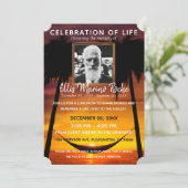 Invitation Palms Tree Beach Sunset|Célébration de la vie Phot (Debout devant)