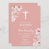 Invitation Palo de Rosa bautismo (Devant / Derrière)