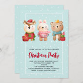 Invitation Pals de Noël - Reindeer Bear & Rabin Party (Devant / Derrière)