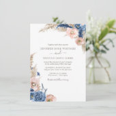 Invitation Pampa Aquarelle Bleu Bleu Boho Séché Mariage Dans (Debout devant)