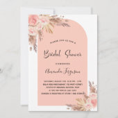 Invitation Pampa brune douche nuptiale herbe rose or boho (Devant)