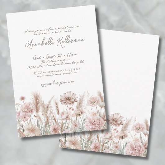 Invitation Pampa rose pâle Fête des mariées de saumon boho fl