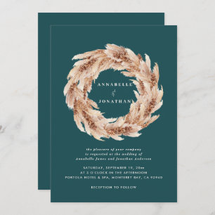 Invitation Pampa turquoise naturel moderne bohème mariage