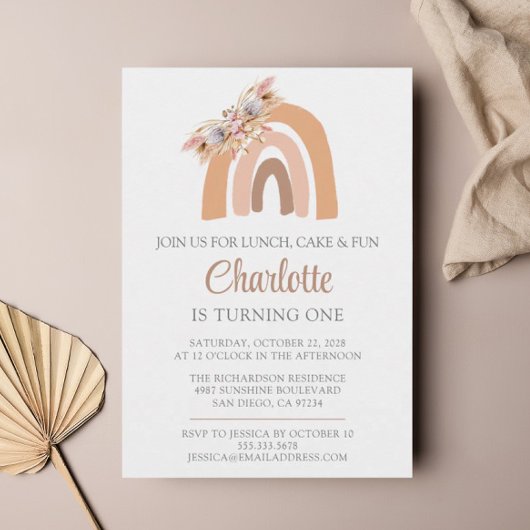 Invitation Pampas Aquarelle Grass Rainbow Premier anniversair