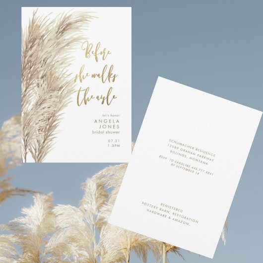 Invitation Pampas avant qu'elle marche sur la Fête des mariée