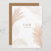 Invitation Pampas beige Gris (Devant / Derrière)