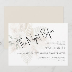 Invitation Pampas & Beige La Nuit Avant Le Dîner De Répétitio