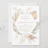 Invitation Pampas Blanche Grass séché Floral Tropical Jungle (Devant)