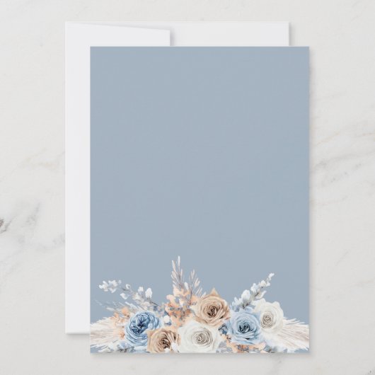 Invitation pampas bleu poussiéreux gazon beige nuptiale (Dos)