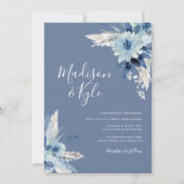 Invitation pampas bohème bleu poussiéreux mariage (Devant)