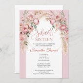 Invitation Pampas boho arche chic pampas eucalyptus (Devant / Derrière)