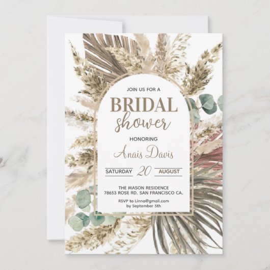 Invitation Pampas Boho Brida (Devant)