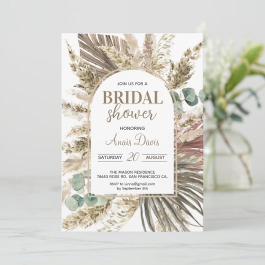 Invitation Pampas Boho Brida (Debout devant)