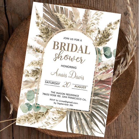 Invitation Pampas Boho Brida