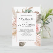 Invitation Pampas Boho, Monstera, Plumes tropicales Florales (Debout devant)
