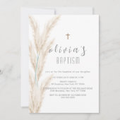 Invitation Pampas Boho Neutre Genre Christening Baptême (Devant)
