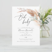 Invitation Pampas boho Oh Baby baby shower (Debout devant)