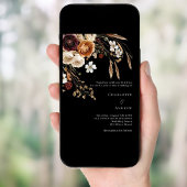 Invitation Pampas bordeaux noir beige floraux mariage