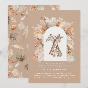 Invitation Pampas botanique herbe girafe moderne safari chic
