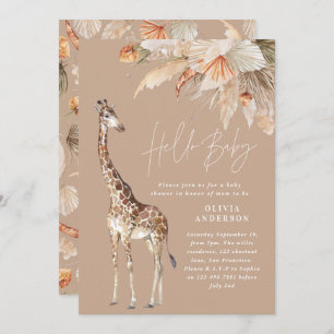 Invitation Pampas botanique herbe girafe moderne safari chic