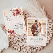 Invitation Pampas Burgundy Floral Geometric Wedding