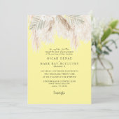 Invitation Pampas Butte Jaune Simple Mariage (Debout devant)