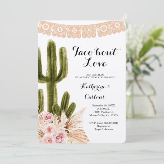 Invitation  Pampas Cactus Taco Bout Love Party   (Debout devant)