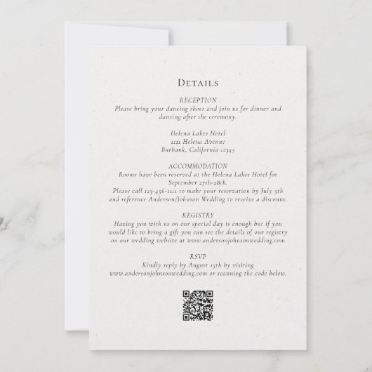 Invitation Pampas de Bohême Grass tout en un Mariage (Dos)