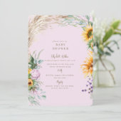 Invitation Pampas de Boho rose Baby shower de tourbe de tourn (Debout devant)