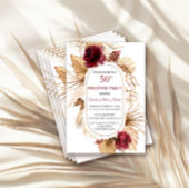 Invitation Pampas de Bourgogne Floral Palm d'herbe 50e annive