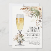 Invitation Pampas de douche nuptiale brunch d'herbe et bulle (Devant)