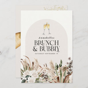 Invitation Pampas de douche nuptiale champagne brunch bubbly