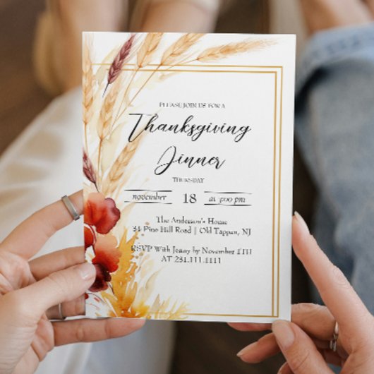 Invitation Pampas Dîner d'Action de grâces d'automne