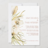 Invitation Pampas d'orchidées blanches herbe moderne mariage (Devant)