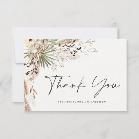 Invitation Pampas douche nuptiale herbe moderne boho élégant (Devant)