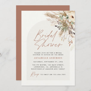 Invitation Pampas douche nuptiale herbe moderne boho élégant