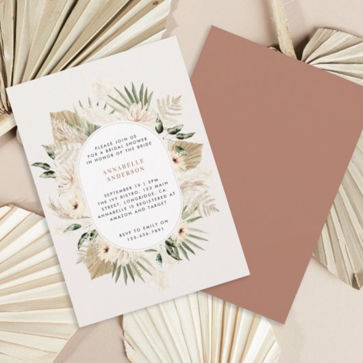 Invitation Pampas douche nuptiale herbe moderne boho élégant