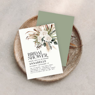 Invitation Pampas douche nuptiale herbe moderne sauge vert