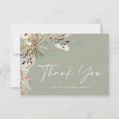 Invitation Pampas douche nuptiale moderne sauge vert merci (Devant)